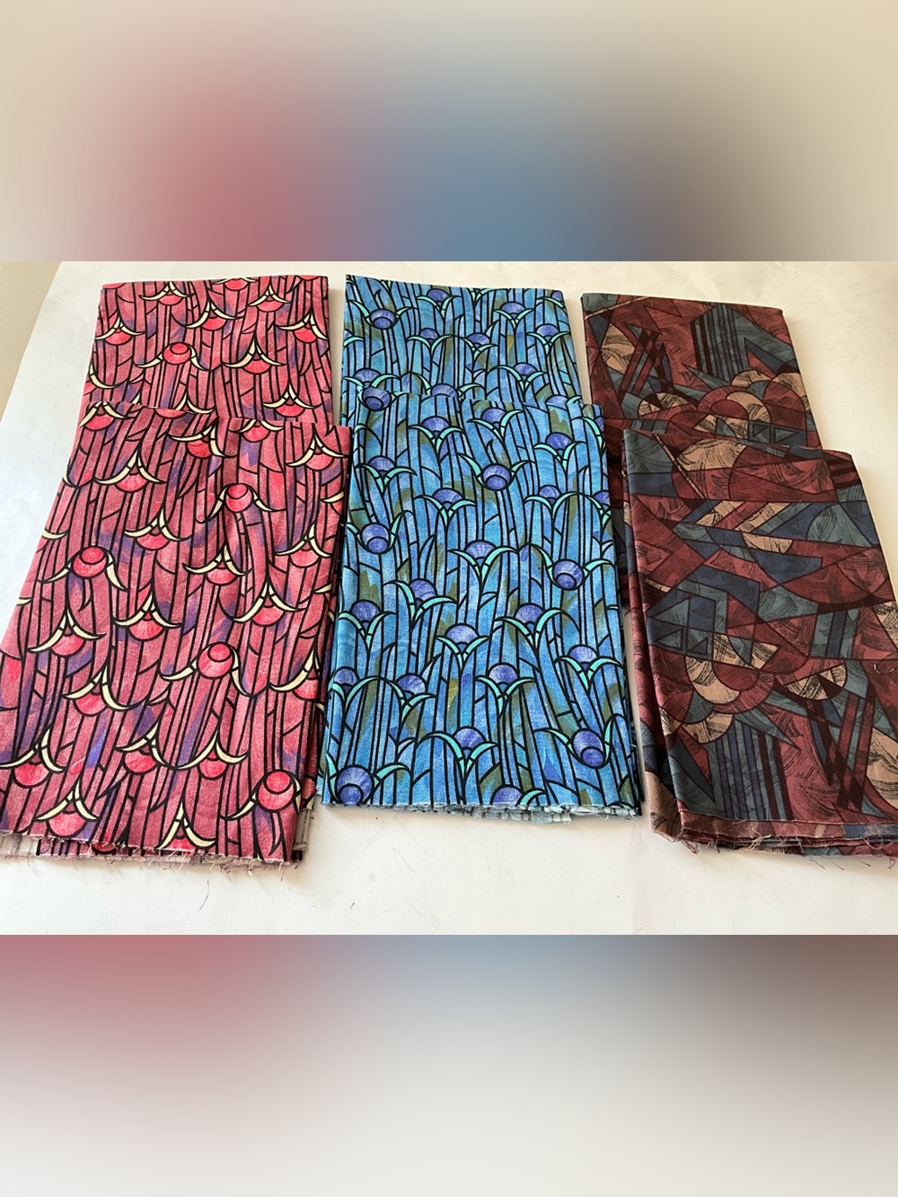 Quilting Sewing Crafts Material Lot RJR Fashion Fabrics Stain Glass Pattern Blue